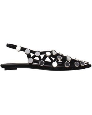 The Attico Ballerine Grid Suede - Black