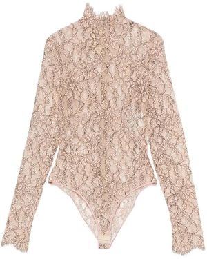 Valentino Bodysuit Lace Fabric: Vests & Tank Tops - Natural