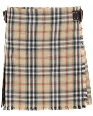 Burberry Miniskirt Kilt Wool Skirt - Black