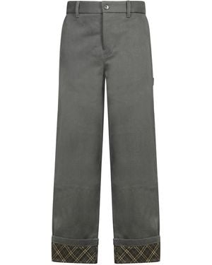 Burberry Check Trim Wide Pants - Gray