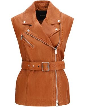 Pinko Gypsy Biker-Style Vest Jacket - Brown
