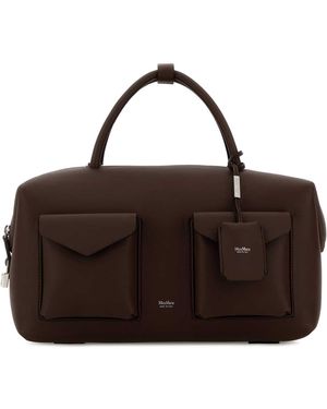 Max Mara Chocolate Leather Holdall Cargo Handbag - Brown