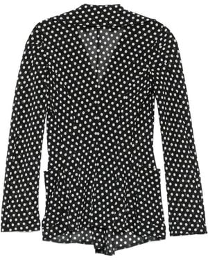 Junya Watanabe Polka-Dot Ruffled Jacket - Black
