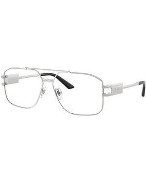 Versace Eyeglasses Aviator Full Rim, Frame And Clear Demo Lenses Lens Ve13021000 Sunglasses - Metallic