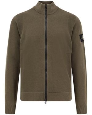 Stone Island Certified Virgin Wool Cardigan - Green
