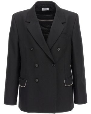 Off-White c/o Virgil Abloh Logo-Embroidered Wool Blazer - Black