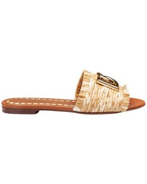 Dolce & Gabbana Raffia Slipper With Logo - Multicolour