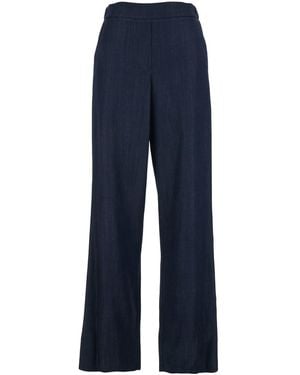Le Plain Trousers With Semi-Elasticated Waist - Blue