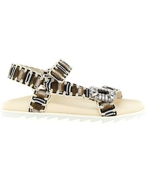 Roger Vivier Polyester Flat Sandals - White