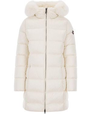 Colmar Long Puffer Jacket With Fur Trim - White