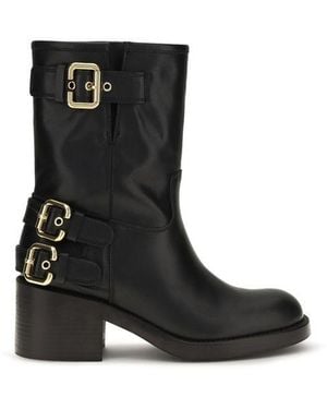 Chloé Calf Leather Bos Taurus Ankle Boots - Black