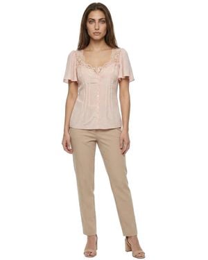 Dolce & Gabbana Dolce & Gabbana Lace-Trimmed Silk Blouse - Natural
