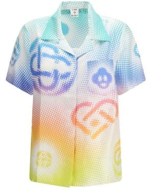 CASABLANCA Silk Shortsleeve Shirt - Blue
