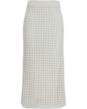 Max Mara Pure Cotton Mesh Skirt - White