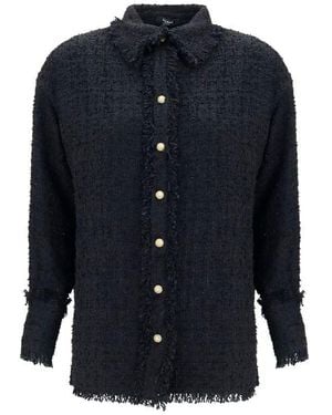 Balmain Black Polyamide Pattern Shirt - Blue