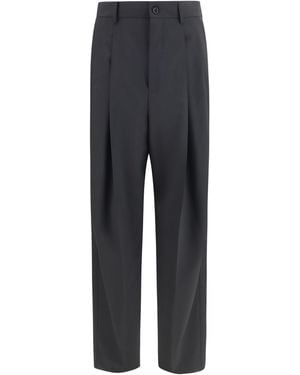 Dolce & Gabbana Tailored Wide-Leg Wool Blend Trousers Fleece Trousers - Blue