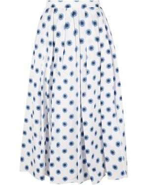 McQueen Floral Print Pleated Flare Skirt - Blue