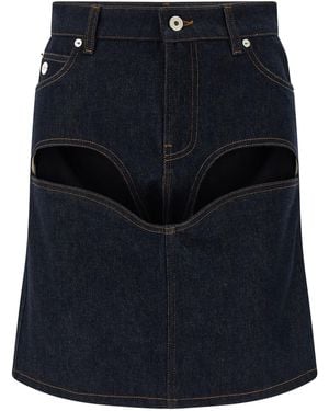 Jean Paul Gaultier Denim Mini Skirt With Cuts And Turn Up Skirts - Blue
