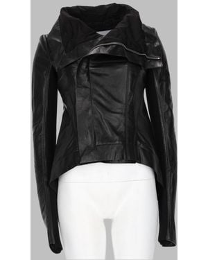 Rick Owens Leather Biker Jacket Naska Lamb - Black