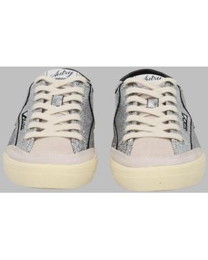 Autry Windscape Low Trainers Laminated Crack Cow Leather Trainer - Metallic