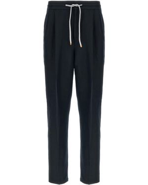 Brunello Cucinelli Linen Casual Trousers - Blue
