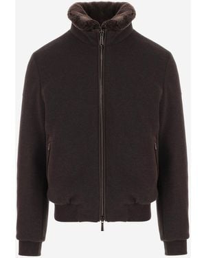 Moorer Jacket Wool And Cashmere With High Collar Virgin - Black