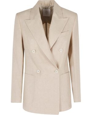 Eleventy Giacca Lunga Doppio Petto Con Tasca - Natural