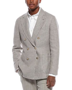 Brunello Cucinelli Linen, Silk, & Wool-Blend Blazer - Gray