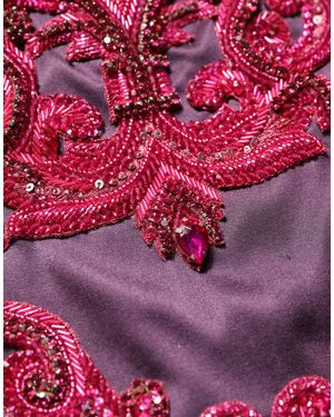 Dolce & Gabbana Silk Crystal Strapless Floor Length Gown Dress Elastane - Purple