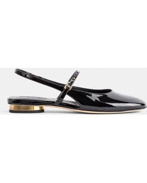 Tod's Patent Leather Slingback Ballerina With Heel Heels - White