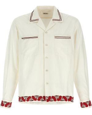 Bode Cherry Lane Beaded Shirt Cotton Shirt, Blouse - White