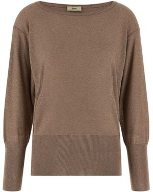 Herno Lamé And Sequin Yarn Sweater Sweater, Cardigans - Brown