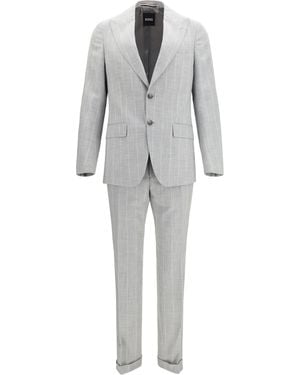 BOSS Cotton And Virgin Wool Suit Suits - Gray