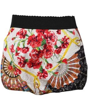 Dolce & Gabbana Multicolour Floral High Waist Hot Trousers Shorts - Red