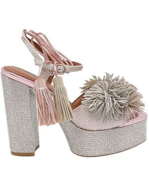 Kurt Geiger Pom Pom Tie Platform-Metal Comb-Suede-844 - Metallic