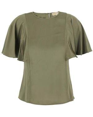 MICHAEL Michael Kors Cape Sleeve Top Polyester Tops - Green