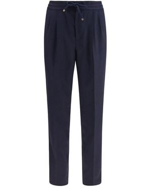 Brunello Cucinelli Wool Oves Aries Casual Trousers - Blue