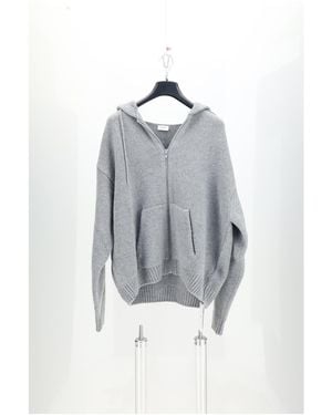 Celine Hooded Cardigan- Wool Fleece - Gray