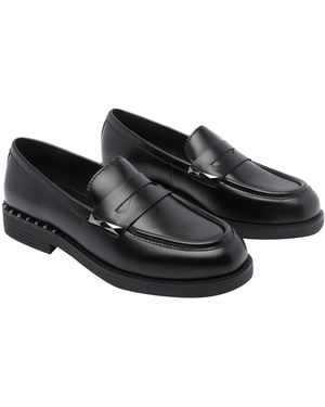 Ash Flat Shoes Calf Leather/Rubber Sole - Black
