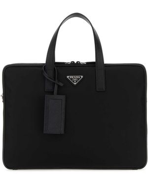 Prada Nylon Brief Case - Black
