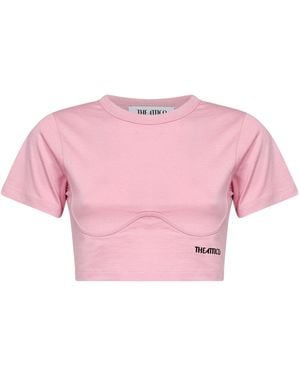 The Attico Light Cotton Jersey Cropped T-Shirt<Br - Pink