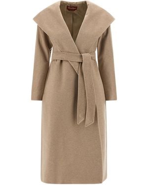 Max Mara Cashmere Wrap Coat - Natural