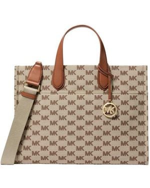 Michael Kors Tote Bag-Ebony- Cotton Tote-Bags - Natural