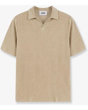 Alpha Studio Linen And Cotton Blend Polo Shirt - Natural