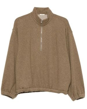 LAMRONS Quarter-Zip Elasticated-Hem Jumper - Natural