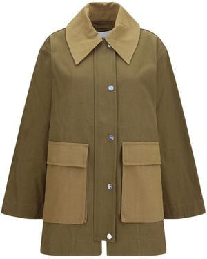 Ganni Oversized Cotton Jacket - Green