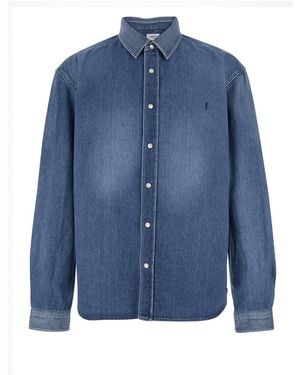 Saint Laurent Long Sleeve Denim Shirt Textile - Blue