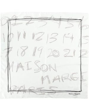Maison Margiela Silk Foulard Numerical Scarf - White