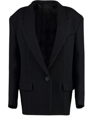 The Attico Glen Short Wool Coat - Black