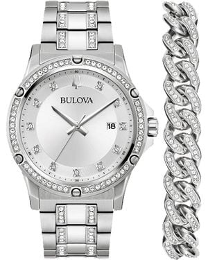 Bulova Bulova Crystal-Embellished Watch - Metallic